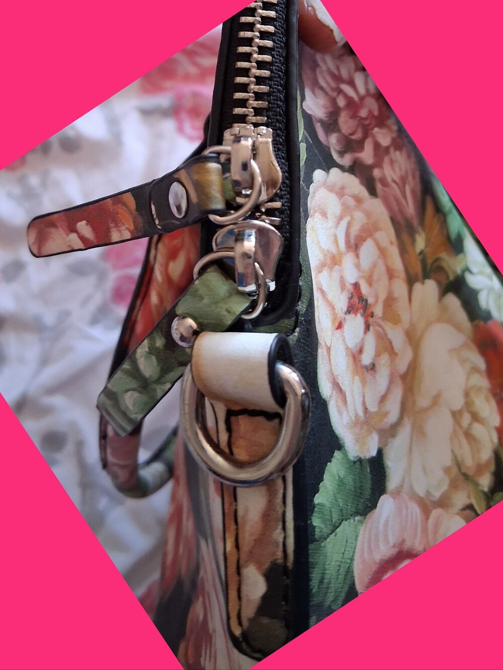 Floral Tote Handbag - Black Multi - Picture 7 of 7